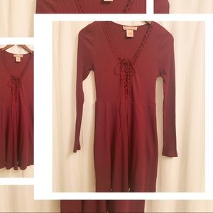 Anthropologie Flying Tomato Maroon Red Knit Dress